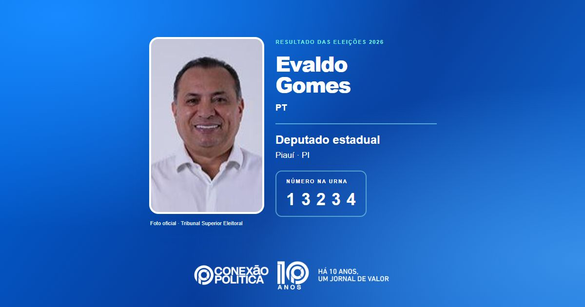 Foto oficial de Deputado Estadual — Eleições 2026: Evaldo Gomes, do PT, é eleito deputado estadual no PI com 38.646 votos
