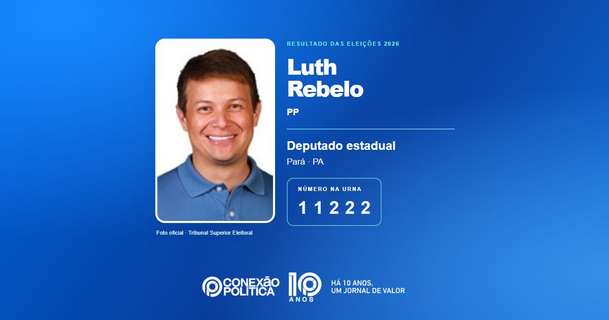 Foto oficial de Deputado Estadual — Eleições 2026: Luth Rebelo, do PP, é eleito deputado estadual no PA com 58.017 votos