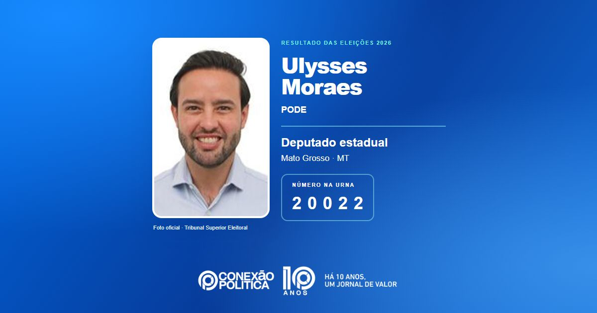 Foto oficial de Deputado Estadual — Eleições 2026: Ulysses Moraes, do PODE, é eleito deputado estadual em MT com 56.207 votos