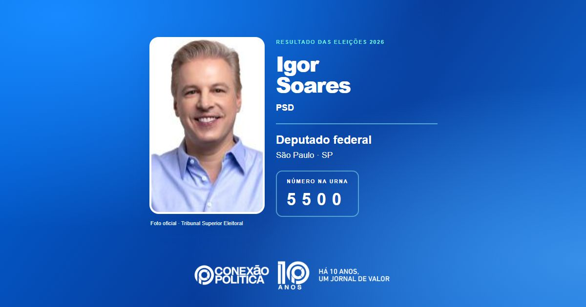 Foto oficial de Deputado Federal — Eleições 2026: Igor Soares, do PSD, é eleito deputado federal em SP com 181.820 votos
