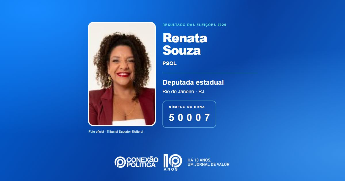 Foto oficial de Deputado Estadual — Eleições 2026: Renata Souza, do PSOL, é eleita deputada estadual no RJ com 176.871 votos