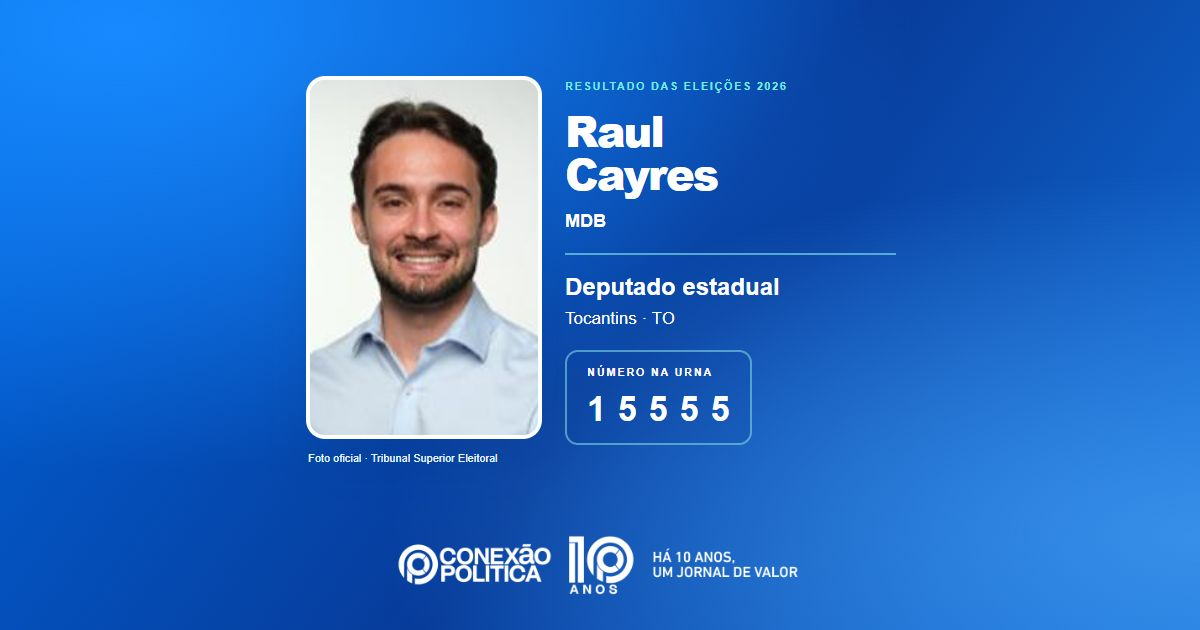 Foto oficial de Deputado Estadual — Eleições 2026: Raul Cayres, do MDB, é eleito deputado estadual no TO com 21.838 votos