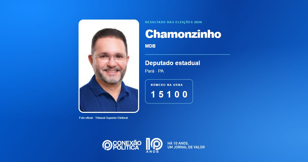 Foto oficial de Deputado Estadual — Eleições 2026: Chamonzinho, do MDB, é eleito deputado estadual no PA com 115.434 votos