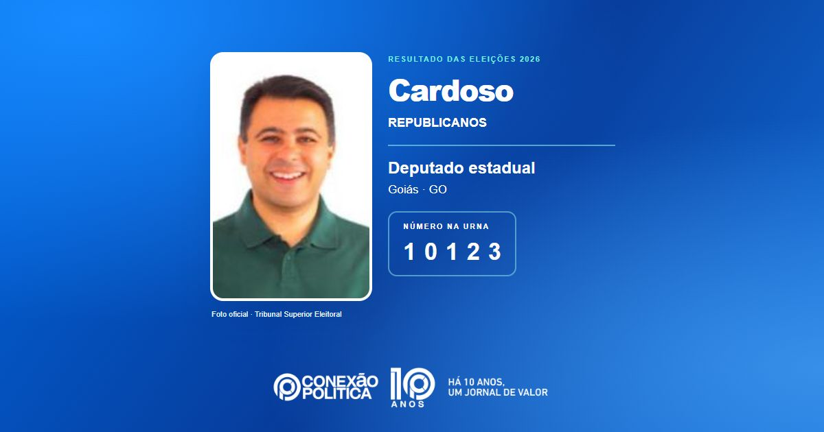 Foto oficial de Deputado Estadual — Eleições 2026: Cardoso, do REPUBLICANOS, é eleito deputado estadual em GO com 30.397 votos