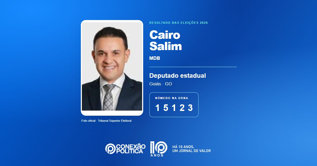 Foto oficial de Deputado Estadual — Eleições 2026: Cairo Salim, do MDB, é eleito deputado estadual em GO com 48.192 votos