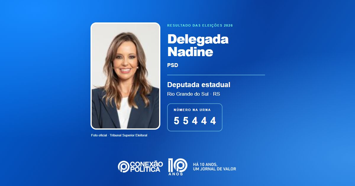 Foto oficial de Deputado Estadual — Eleições 2026: Delegada Nadine, do PSD, é eleita deputada estadual no RS com 55.223 votos