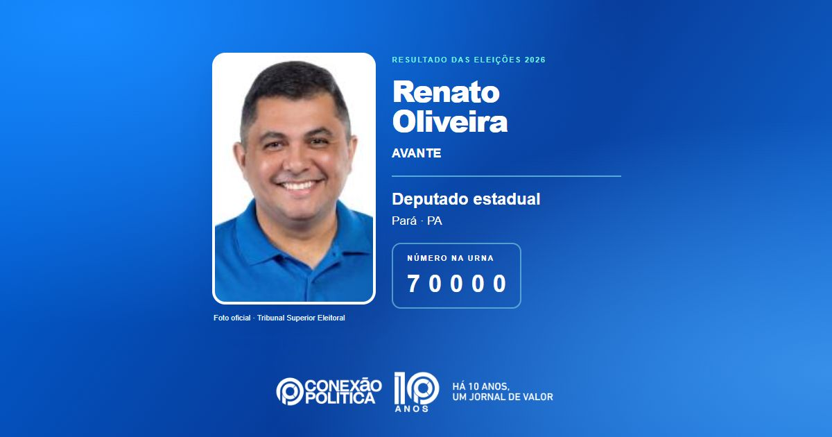 Foto oficial de Deputado Estadual — Eleições 2026: Renato Oliveira, do AVANTE, é eleito deputado estadual no PA com 73.186 votos