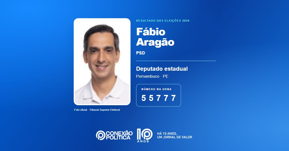 Foto oficial de Deputado Estadual — Eleições 2026: Fábio Aragão, do PSD, é eleito deputado estadual em PE com 54.768 votos