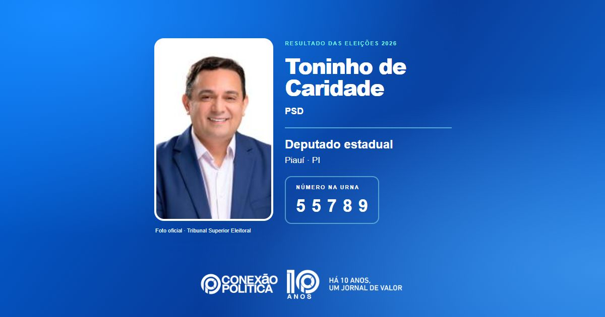 Foto oficial de Deputado Estadual — Eleições 2026: Toninho de Caridade, do PSD, é eleito deputado estadual no PI com 50.998 votos