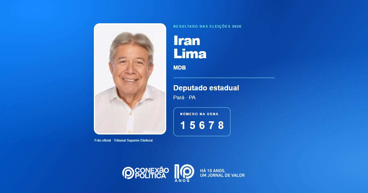 Foto oficial de Deputado Estadual — Eleições 2026: Iran Lima, do MDB, é eleito deputado estadual no PA com 74.675 votos