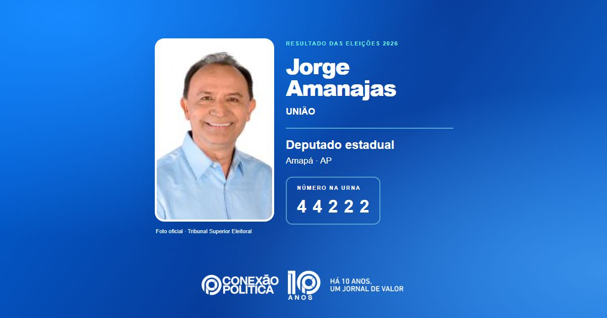 Foto oficial de Deputado Estadual — Eleições 2026: Jorge Amanajas, do UNIÃO, é eleito deputado estadual no AP com 8.078 votos