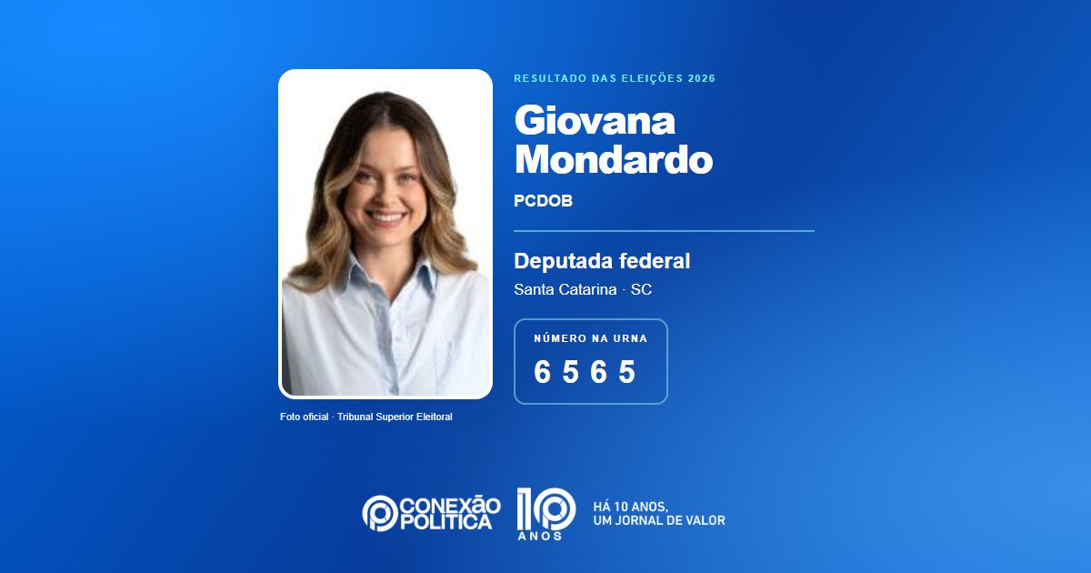Foto oficial de Deputado Federal — Eleições 2026: Giovana Mondardo, do PCDOB, é eleita deputada federal em SC com 114.792 votos