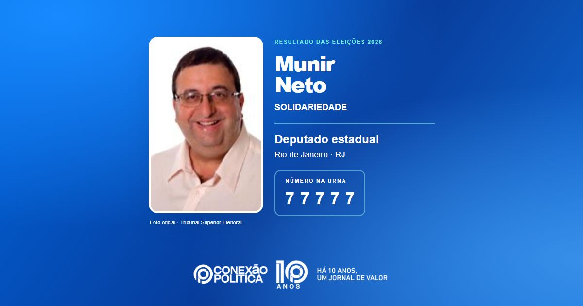 Foto oficial de Deputado Estadual — Eleições 2026: Munir Neto, do SOLIDARIEDADE, é eleito deputado estadual no RJ com 52.808 votos