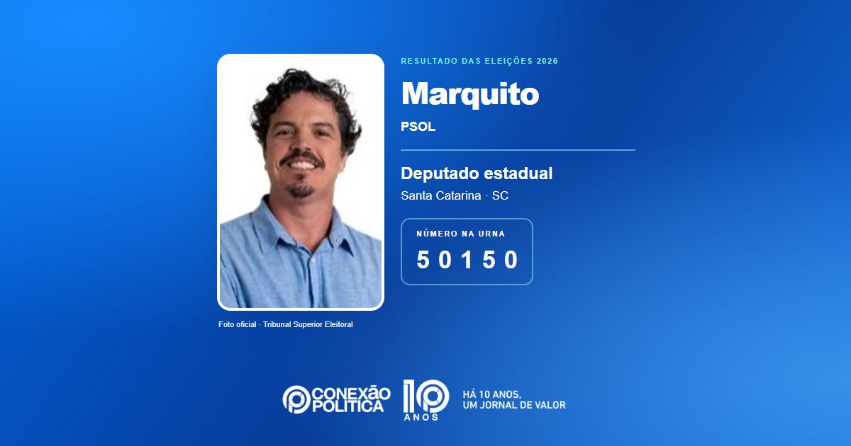 Foto oficial de Deputado Estadual — Eleições 2026: Marquito, do PSOL, é eleito deputado estadual em SC com 65.199 votos