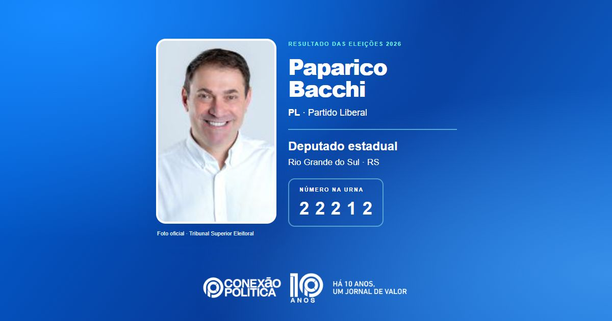 Foto oficial de Deputado Estadual — Eleições 2026: Paparico Bacchi, do PL, é eleito deputado estadual no RS com 71.922 votos