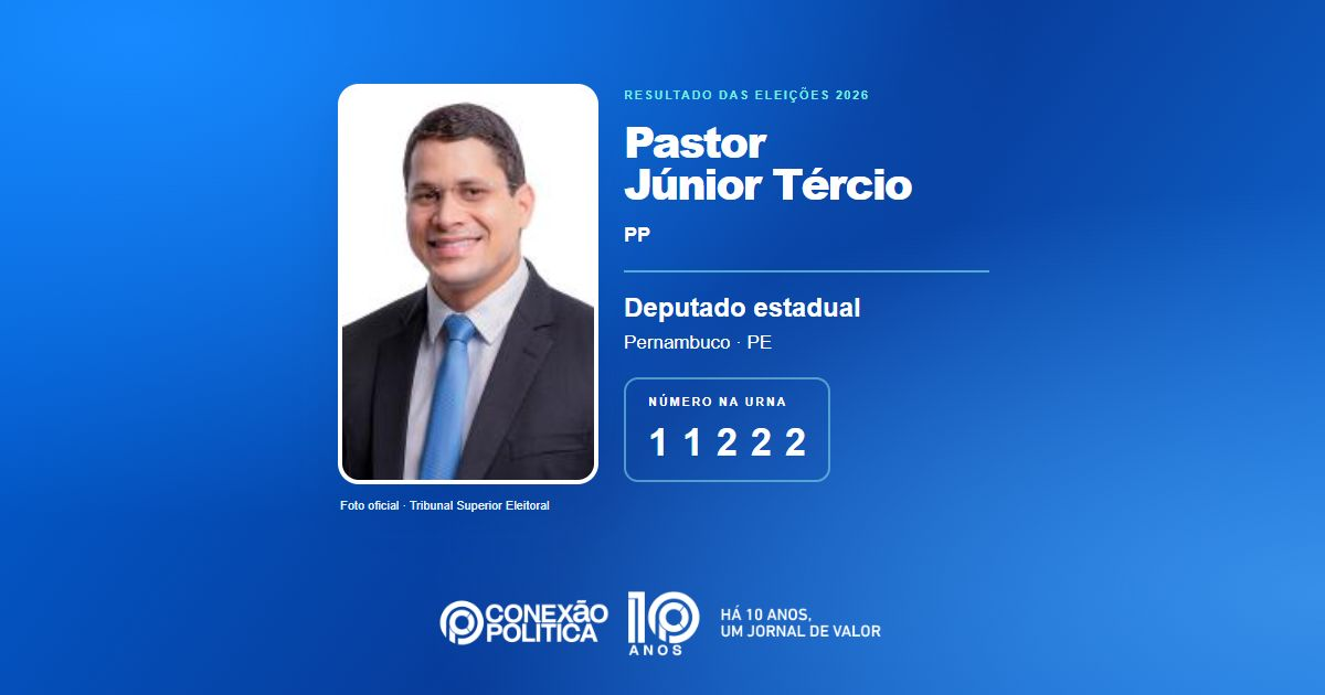Foto oficial de Deputado Estadual — Eleições 2026: Pastor Júnior Tércio, do PP, é eleito deputado estadual em PE com 75.534 votos