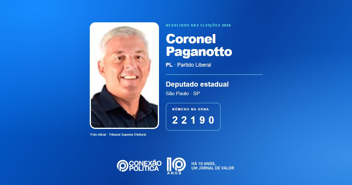 Foto oficial de Deputado Estadual — Eleições 2026: Coronel Paganotto, do PL, é eleito deputado estadual em SP com 77.703 votos