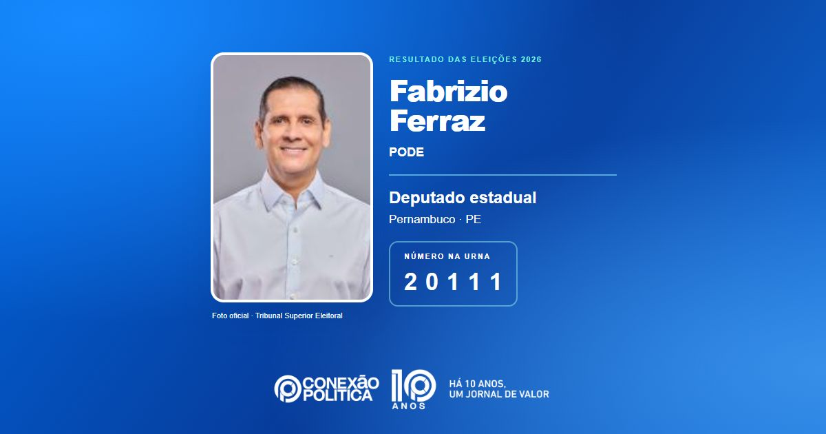 Foto oficial de Deputado Estadual — Eleições 2026: Fabrizio Ferraz, do PODE, é eleito deputado estadual em PE com 42.077 votos