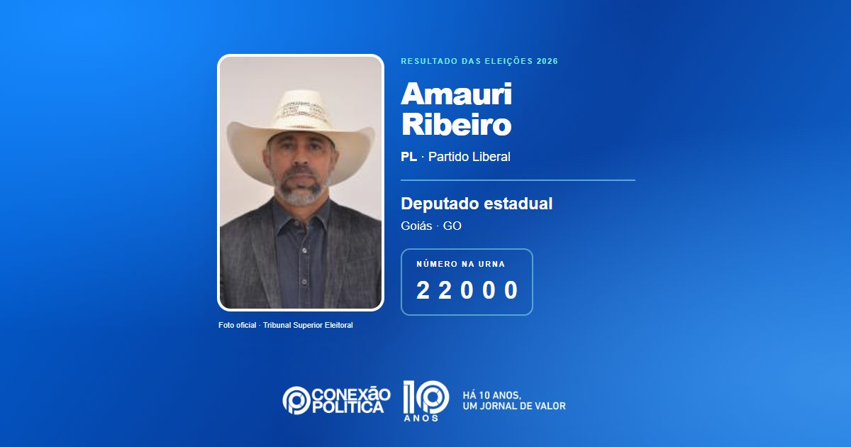 Foto oficial de Deputado Estadual — Eleições 2026: Amauri Ribeiro, do PL, é eleito deputado estadual em GO com 69.556 votos