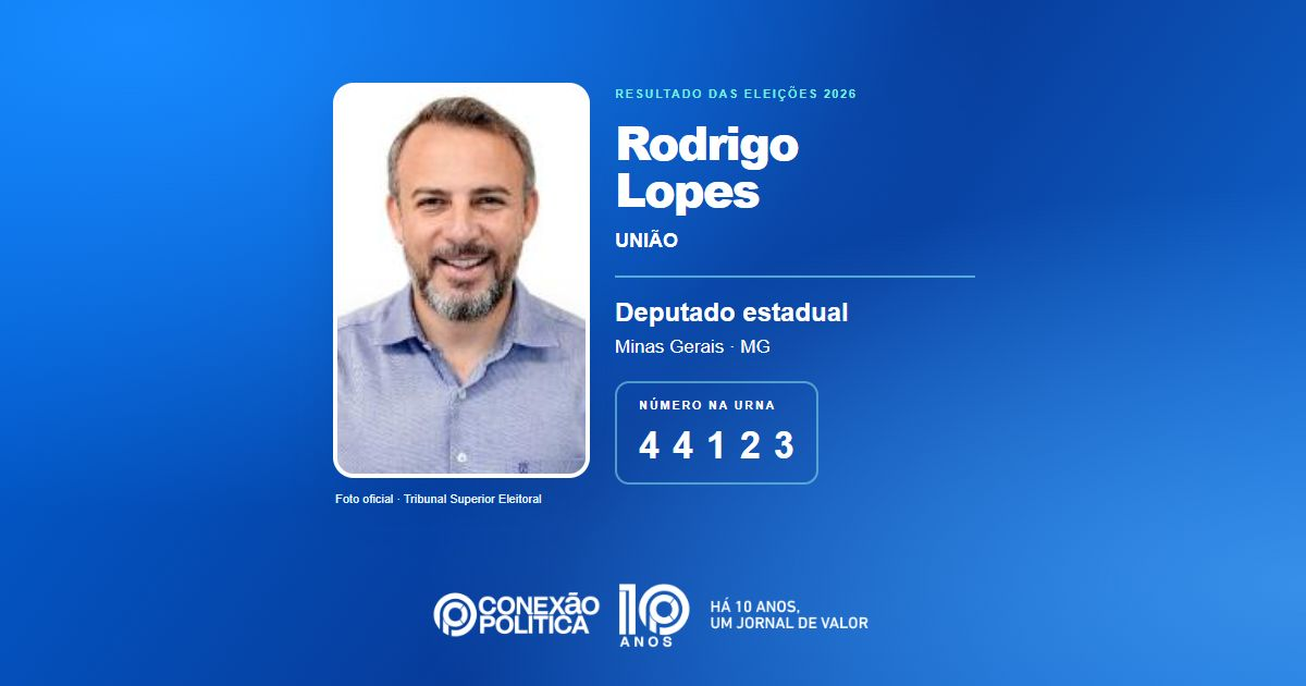 Foto oficial de Deputado Estadual — Eleições 2026: Rodrigo Lopes, do UNIÃO, é eleito deputado estadual em MG com 82.823 votos