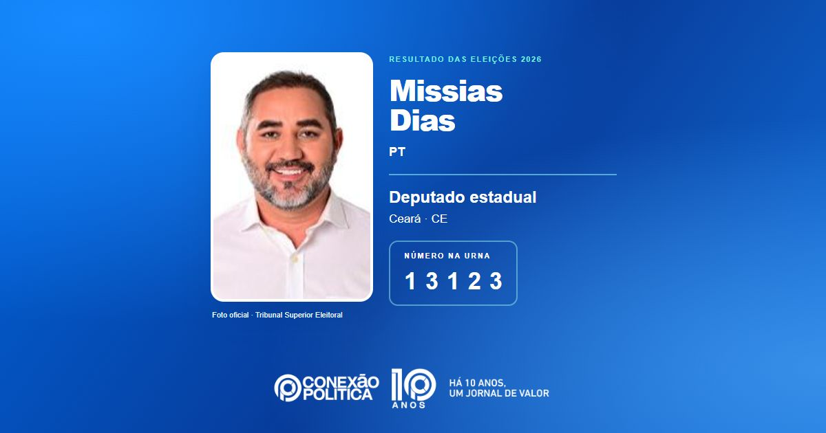 Foto oficial de Deputado Estadual — Eleições 2026: Missias Dias, do PT, é eleito deputado estadual no CE com 71.111 votos