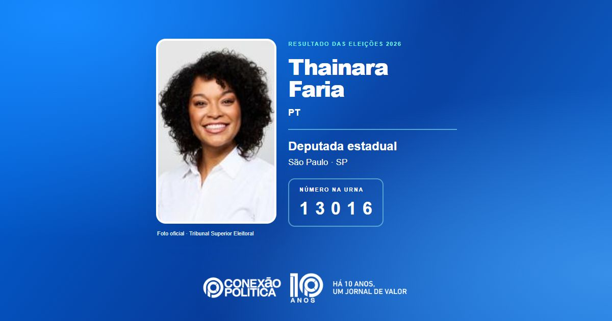 Foto oficial de Deputado Estadual — Eleições 2026: Thainara Faria, do PT, é eleita deputada estadual em SP com 81.485 votos