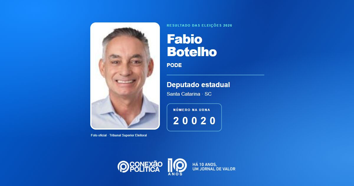 Foto oficial de Deputado Estadual — Eleições 2026: Fabio Botelho, do PODE, é eleito deputado estadual em SC com 39.164 votos