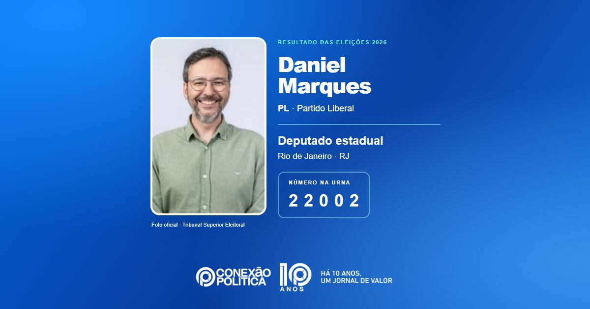 Foto oficial de Deputado Estadual — Eleições 2026: Daniel Marques, do PL, é eleito deputado estadual no RJ com 42.768 votos