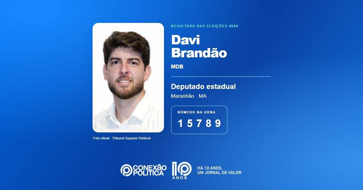 Foto oficial de Deputado Estadual — Eleições 2026: Davi Brandão, do MDB, é eleito deputado estadual no MA com 61.692 votos