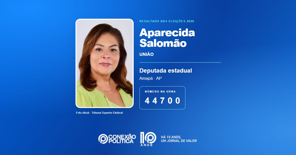 Foto oficial de Deputado Estadual — Eleições 2026: Aparecida Salomão, do UNIÃO, é eleita deputada estadual no AP com 6.202 votos