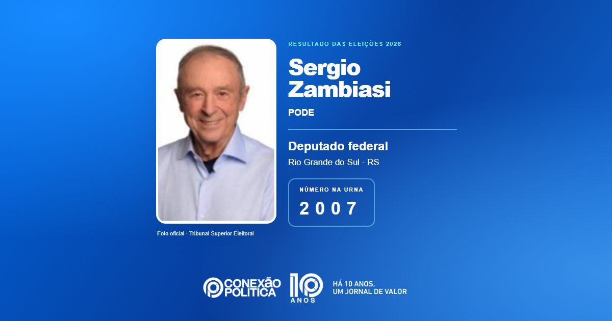 Foto oficial de Deputado Federal — Eleições 2026: Sergio Zambiasi, do PODE, é eleito deputado federal no RS com 44.929 votos