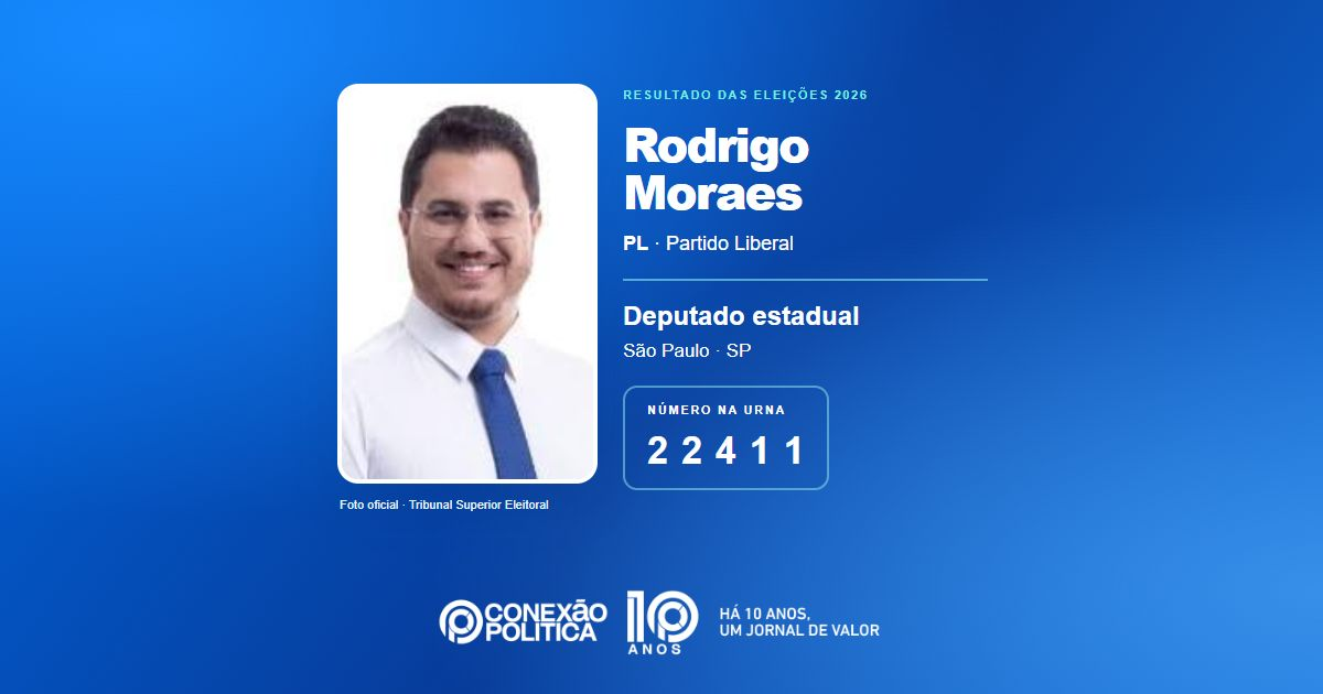 Foto oficial de Deputado Estadual — Eleições 2026: Rodrigo Moraes, do PL, é eleito deputado estadual em SP com 73.787 votos