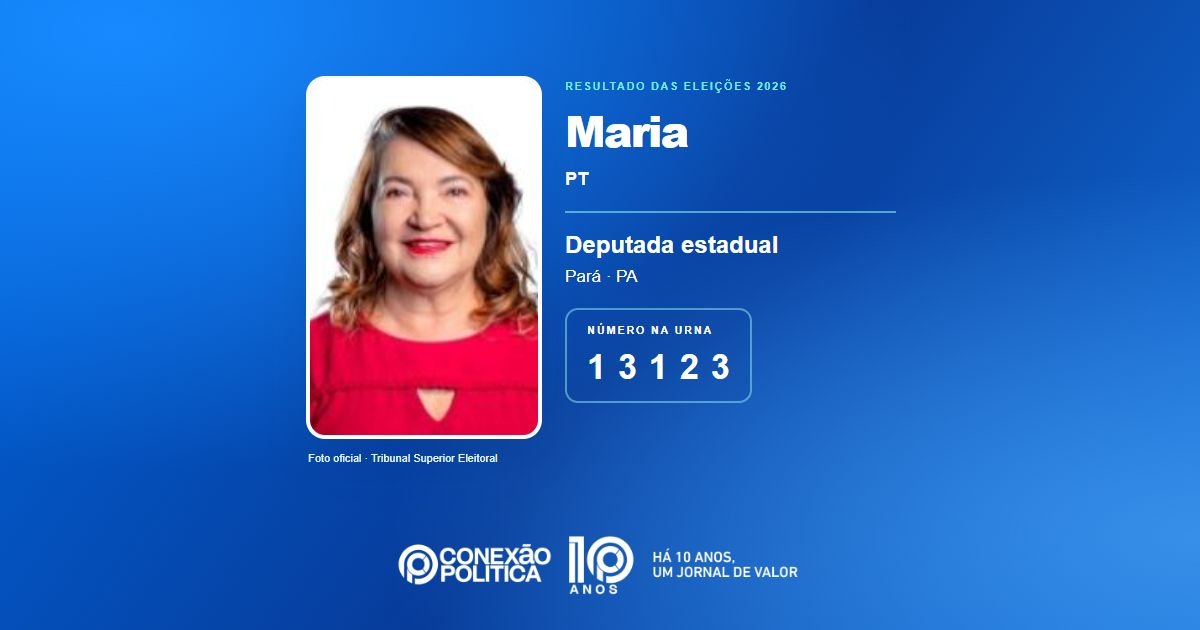 Foto oficial de Deputado Estadual — Eleições 2026: Maria, do PT, é eleita deputada estadual no PA com 50.558 votos