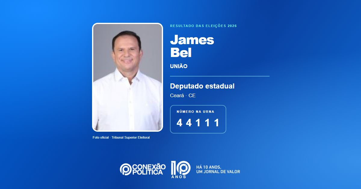 Foto oficial de Deputado Estadual — Eleições 2026: James Bel, do UNIÃO, é eleito deputado estadual no CE com 52.070 votos