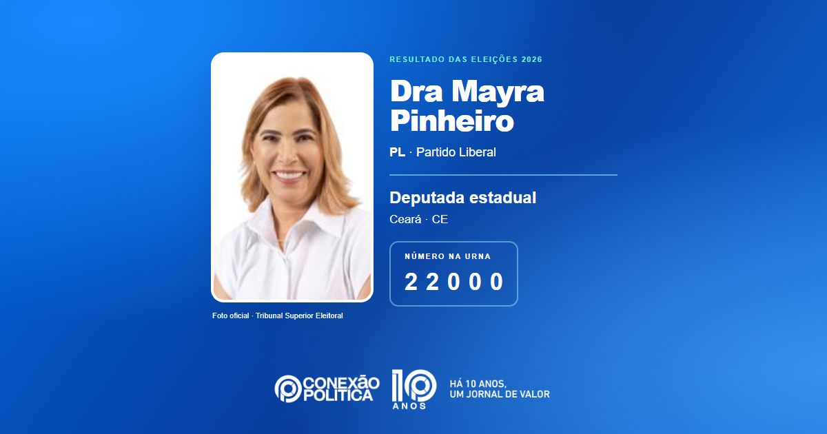 Foto oficial de Deputado Estadual — Eleições 2026: Dra Mayra Pinheiro, do PL, é eleita deputada estadual no CE com 34.752 votos