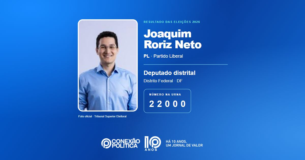 Foto oficial de Deputado Distrital — Eleições 2026: Joaquim Roriz Neto, do PL, é eleito deputado distrital no DF com 45.604 votos