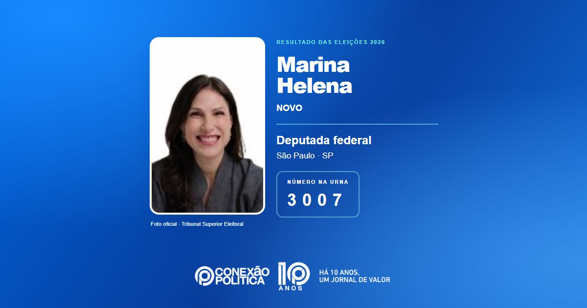 Foto oficial de Deputado Federal — Eleições 2026: Marina Helena, do NOVO, é eleita deputada federal em SP com 230.866 votos