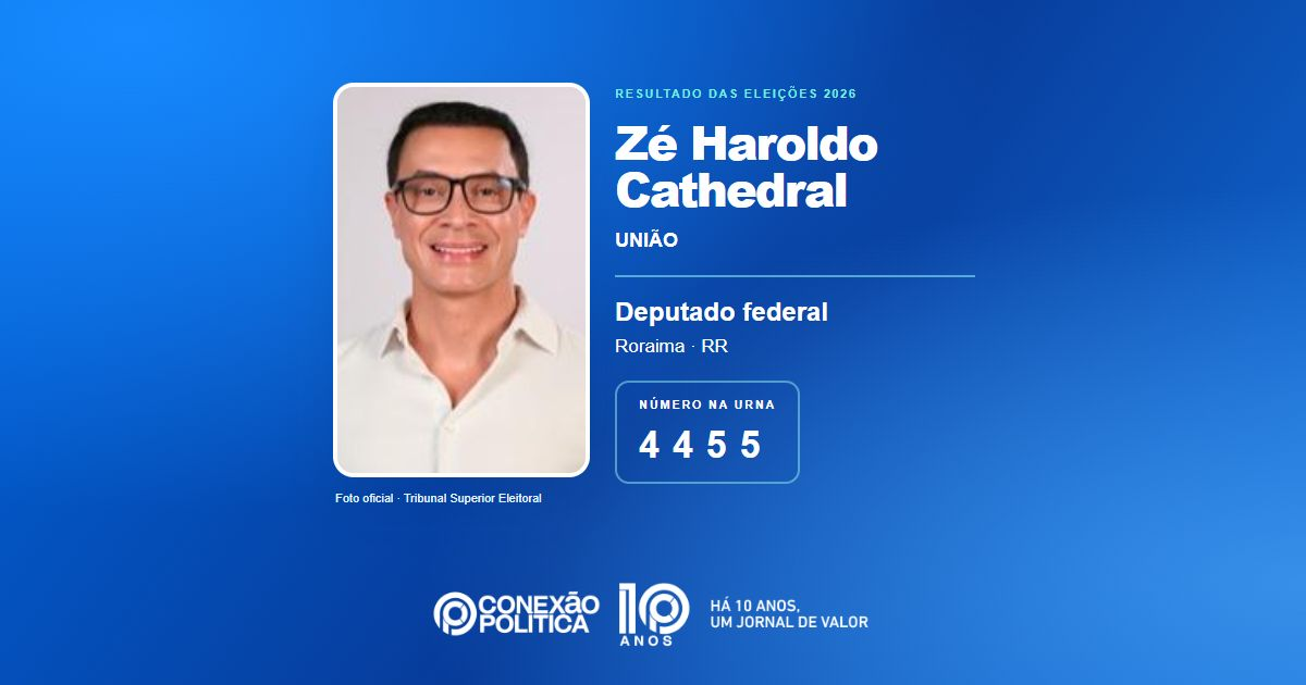 Foto oficial de Deputado Federal — Eleições 2026: Zé Haroldo Cathedral, do UNIÃO, é eleito deputado federal em RR com 15.796 votos