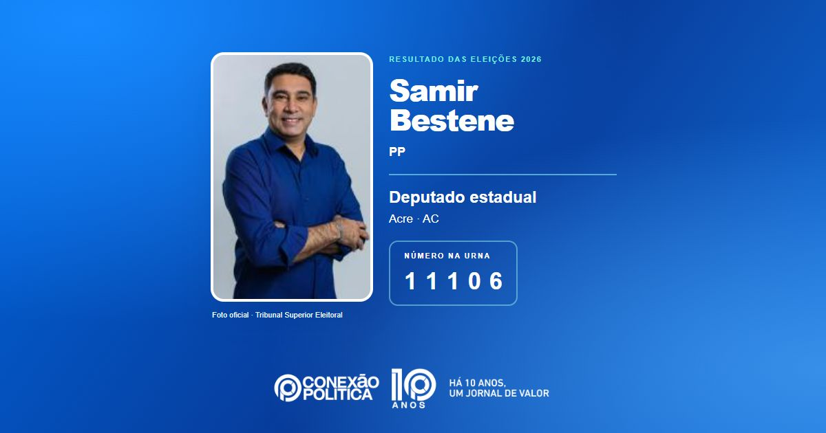 Foto oficial de Deputado Estadual — Eleições 2026: Samir Bestene, do PP, é eleito deputado estadual no AC com 11.335 votos