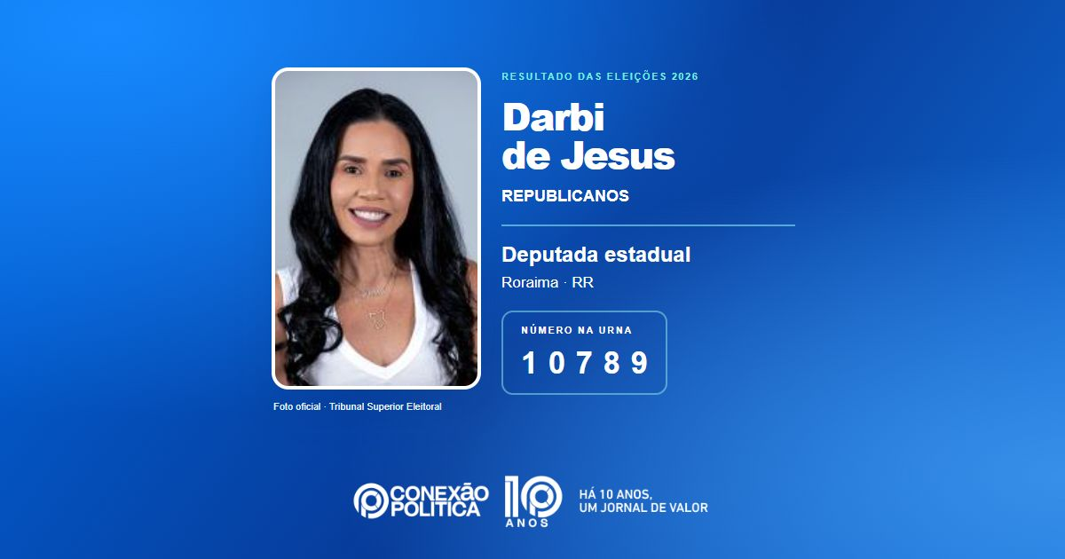 Foto oficial de Deputado Estadual — Eleições 2026: Darbi de Jesus, do REPUBLICANOS, é eleita deputada estadual em RR com 10.963 votos