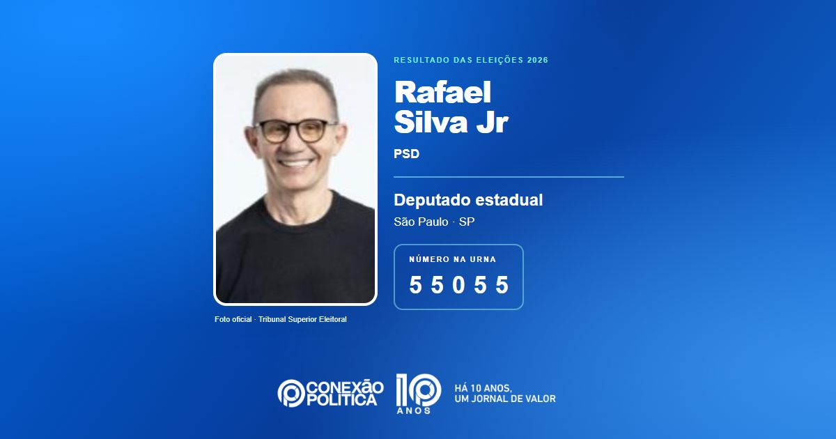 Foto oficial de Deputado Estadual — Eleições 2026: Rafael Silva Jr, do PSD, é eleito deputado estadual em SP com 74.043 votos