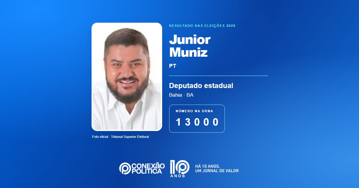 Foto oficial de Deputado Estadual — Eleições 2026: Junior Muniz, do PT, é eleito deputado estadual na BA com 74.146 votos