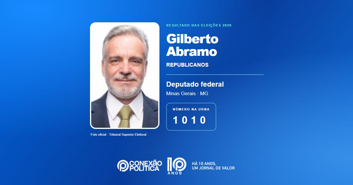 Foto oficial de Deputado Federal — Eleições 2026: Gilberto Abramo, do REPUBLICANOS, é eleito deputado federal em MG com 96.046 votos
