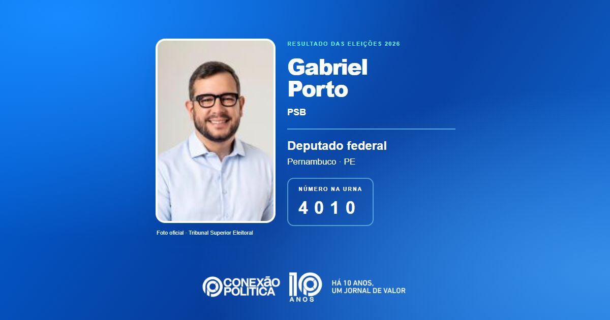 Foto oficial de Deputado Federal — Eleições 2026: Gabriel Porto, do PSB, é eleito deputado federal em PE com 114.860 votos