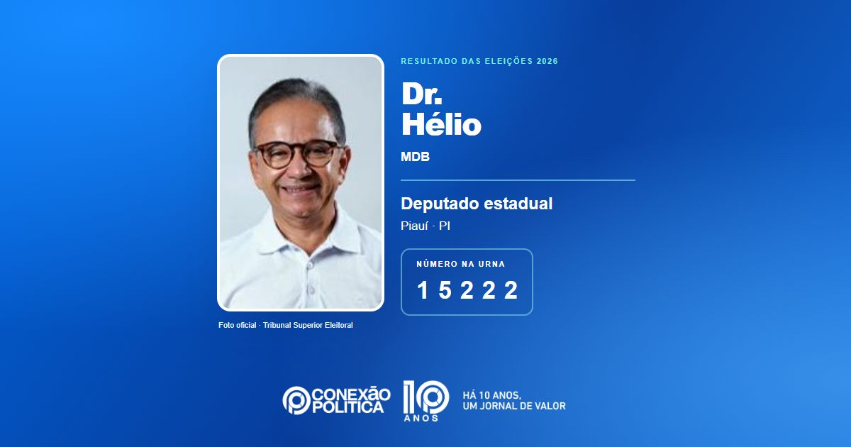 Foto oficial de Deputado Estadual — Eleições 2026: Dr. Hélio, do MDB, é eleito deputado estadual no PI com 33.391 votos