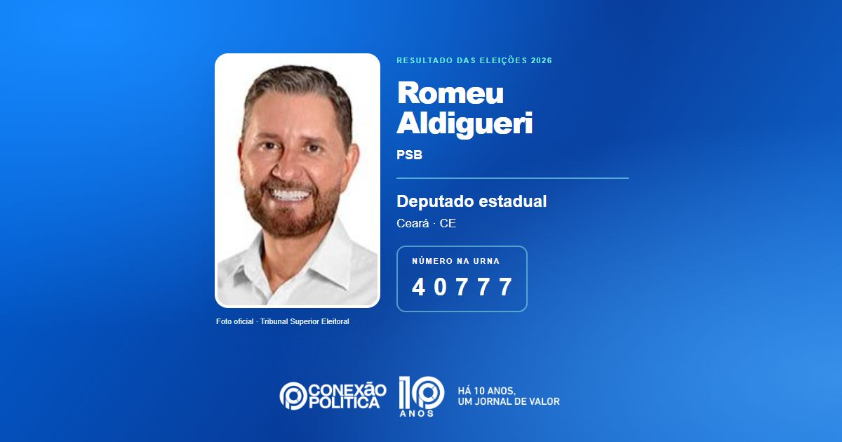 Foto oficial de Deputado Estadual — Eleições 2026: Romeu Aldigueri, do PSB, é eleito deputado estadual no CE com 112.303 votos