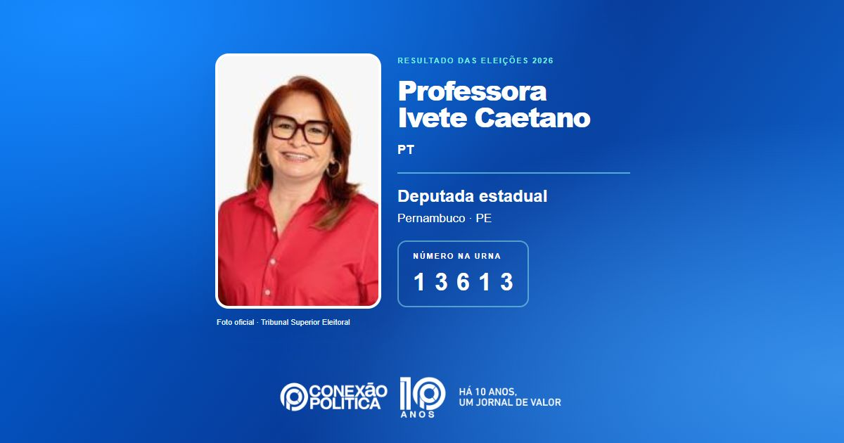 Foto oficial de Deputado Estadual — Eleições 2026: Professora Ivete Caetano, do PT, é eleita deputada estadual em PE com 63.033 votos