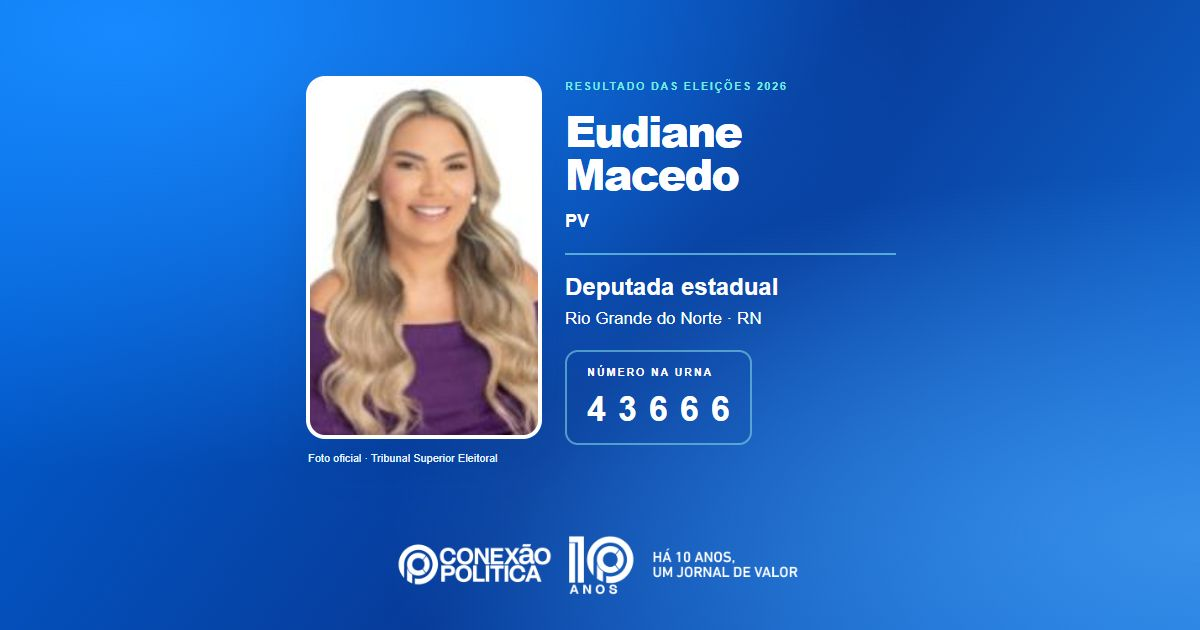 Foto oficial de Deputado Estadual — Eleições 2026: Eudiane Macedo, do PV, é eleita deputada estadual no RN com 48.489 votos