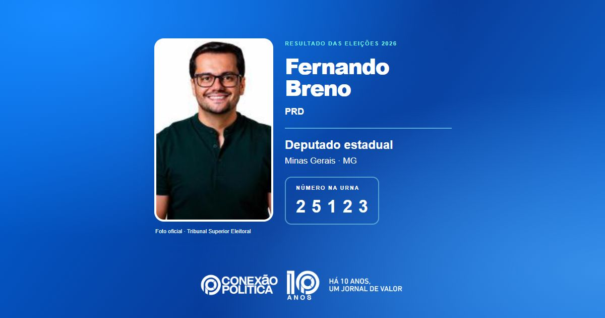 Foto oficial de Deputado Estadual — Eleições 2026: Fernando Breno, do PRD, é eleito deputado estadual em MG com 36.648 votos