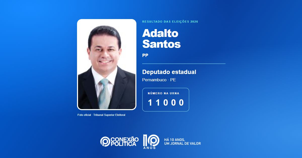 Foto oficial de Deputado Estadual — Eleições 2026: Adalto Santos, do PP, é eleito deputado estadual em PE com 51.540 votos